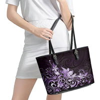 Matariki New Zealand Leather Tote Bag Maori Pattern Purple Galaxy LT05 - Polynesian Pride