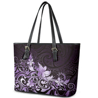 Matariki New Zealand Leather Tote Bag Maori Pattern Purple Galaxy LT05 - Polynesian Pride