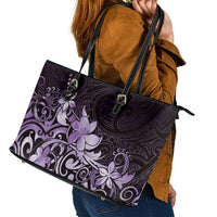 Matariki New Zealand Leather Tote Bag Maori Pattern Purple Galaxy LT05 - Polynesian Pride