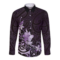 Matariki New Zealand Long Sleeve Button Shirt Maori Pattern Purple Galaxy LT05 Unisex Purple - Polynesian Pride