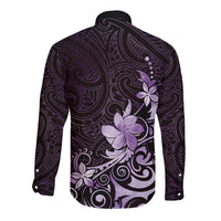 Matariki New Zealand Long Sleeve Button Shirt Maori Pattern Purple Galaxy LT05 - Polynesian Pride