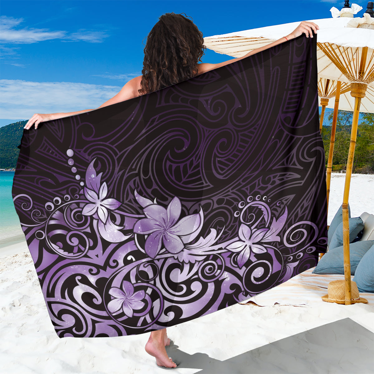 Matariki New Zealand Sarong Maori Pattern Purple Galaxy LT05 One Size 44 x 66 inches Purple - Polynesian Pride