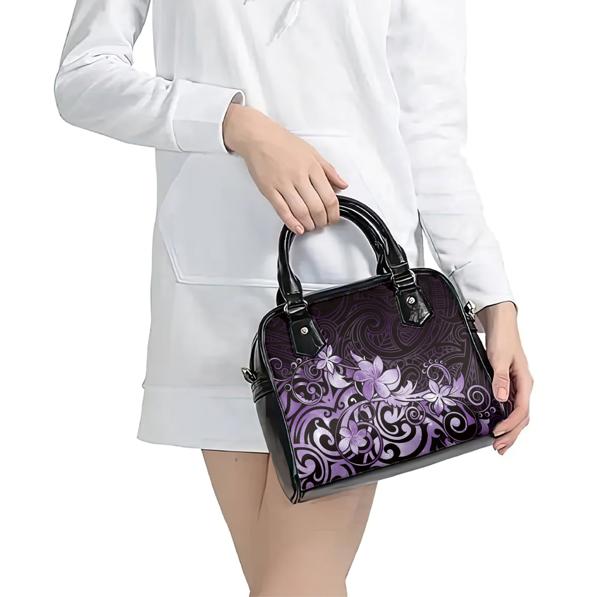 Matariki New Zealand Shoulder Handbag Maori Pattern Purple Galaxy LT05 - Polynesian Pride