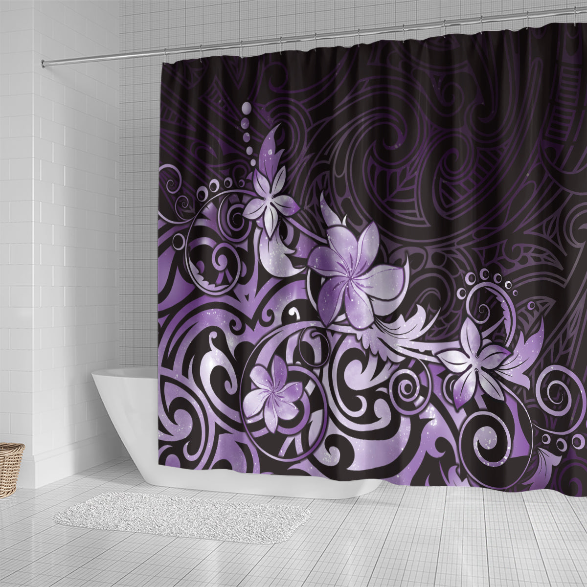 Matariki New Zealand Shower Curtain Maori Pattern Purple Galaxy LT05 - Polynesian Pride