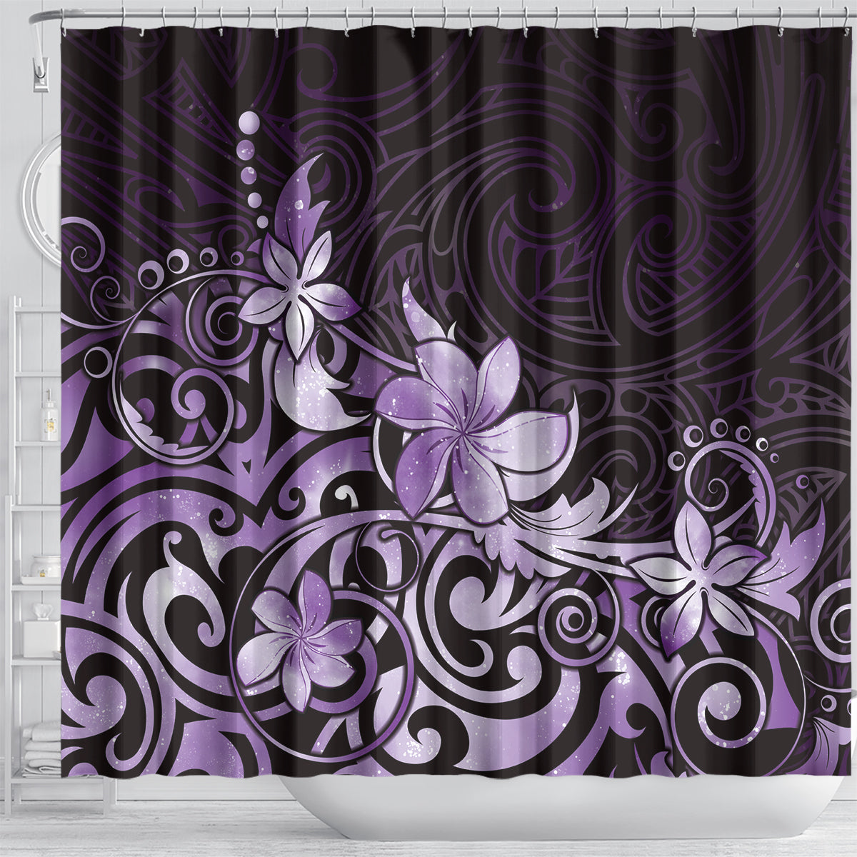 Matariki New Zealand Shower Curtain Maori Pattern Purple Galaxy LT05 - Polynesian Pride