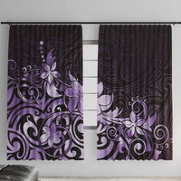 Matariki New Zealand Window Curtain Maori Pattern Purple Galaxy LT05 With Hooks Purple - Polynesian Pride