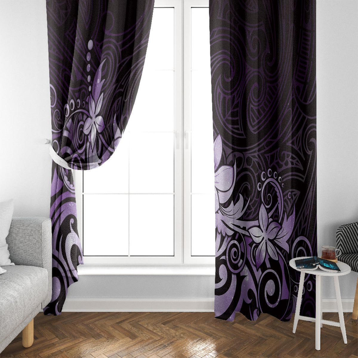Matariki New Zealand Window Curtain Maori Pattern Purple Galaxy LT05 - Polynesian Pride