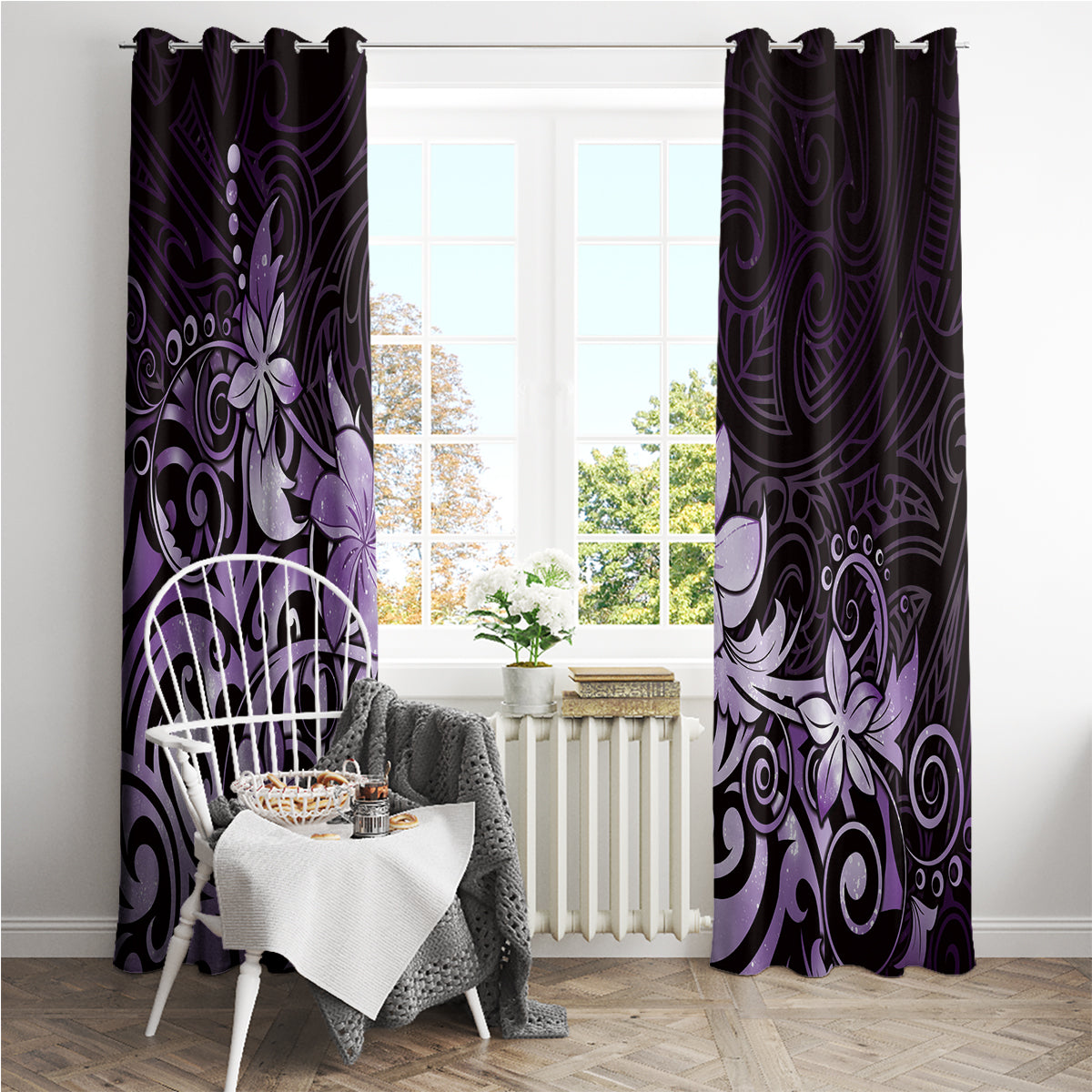 Matariki New Zealand Window Curtain Maori Pattern Purple Galaxy LT05 - Polynesian Pride