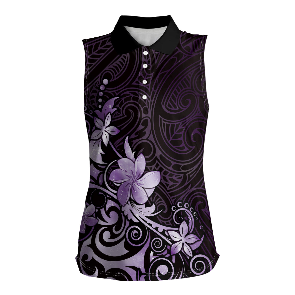 Matariki New Zealand Women Sleeveless Polo Shirt Maori Pattern Purple Galaxy LT05 Female Purple - Polynesian Pride