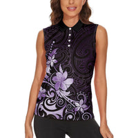 Matariki New Zealand Women Sleeveless Polo Shirt Maori Pattern Purple Galaxy LT05 - Polynesian Pride