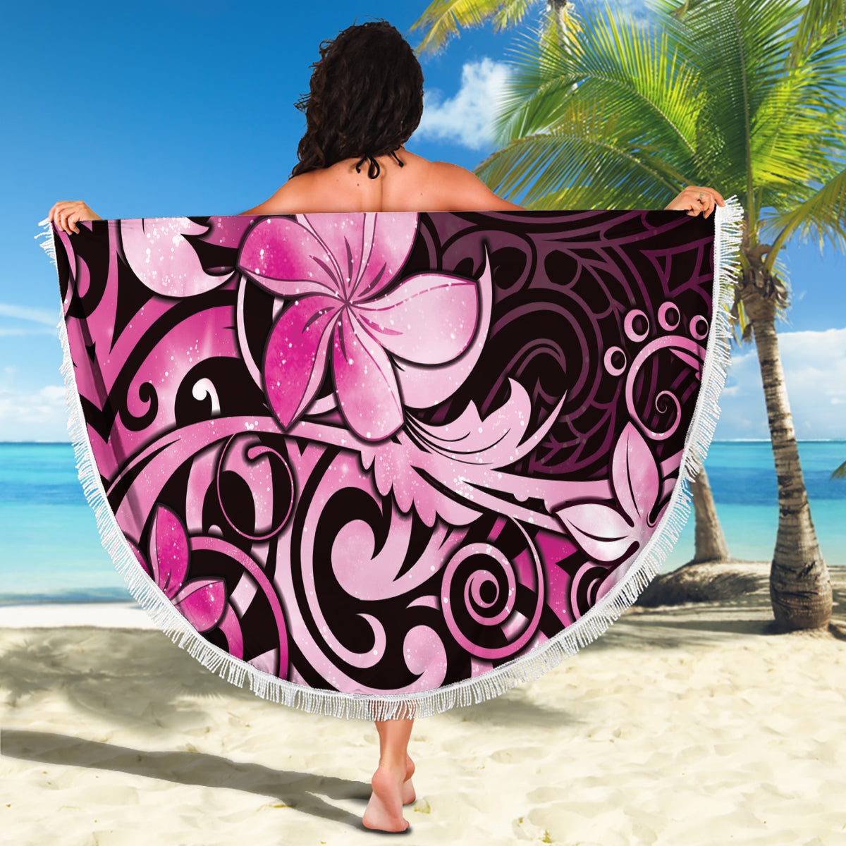 Matariki New Zealand Beach Blanket Maori Pattern Pink Galaxy LT05 - Polynesian Pride