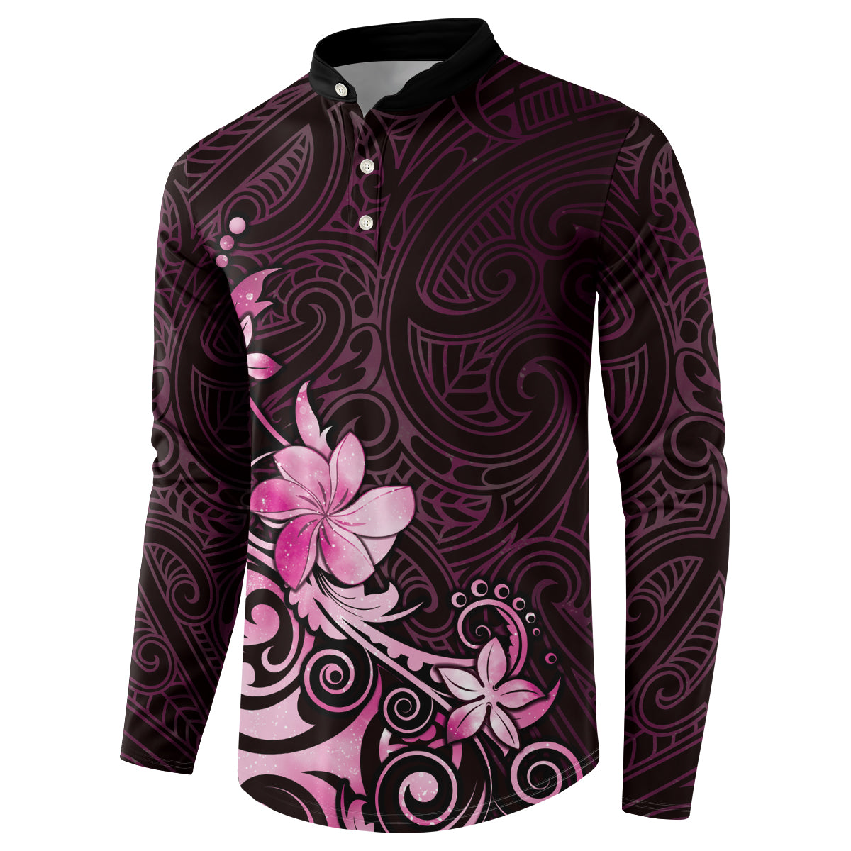 Matariki New Zealand Button Sweatshirt Maori Pattern Pink Galaxy LT05 - Polynesian Pride