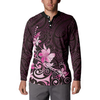 Matariki New Zealand Button Sweatshirt Maori Pattern Pink Galaxy LT05 - Polynesian Pride