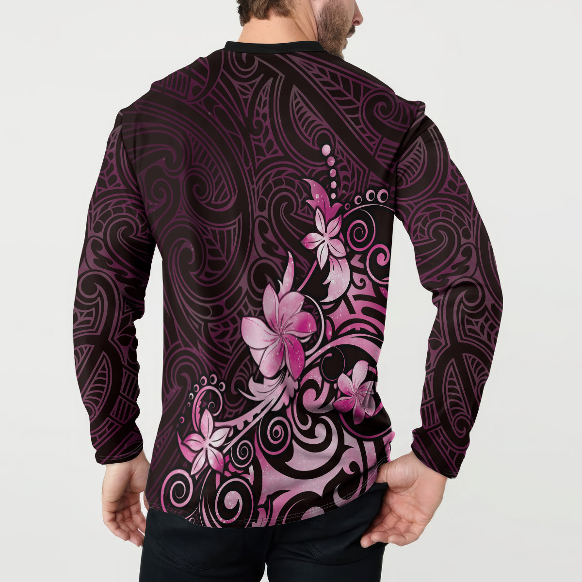 Matariki New Zealand Button Sweatshirt Maori Pattern Pink Galaxy LT05 - Polynesian Pride