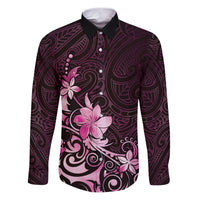 Matariki New Zealand Family Matching Puletasi and Hawaiian Shirt Maori Pattern Pink Galaxy LT05 Dad's Shirt - Long Sleeve Pink - Polynesian Pride