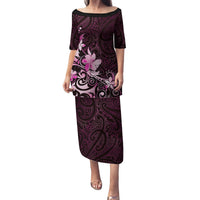 Matariki New Zealand Family Matching Puletasi and Hawaiian Shirt Maori Pattern Pink Galaxy LT05 Mom's Dress Pink - Polynesian Pride