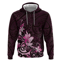 Matariki New Zealand Hoodie Maori Pattern Pink Galaxy LT05 Pullover Hoodie Pink - Polynesian Pride