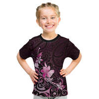 Matariki New Zealand Kid T Shirt Maori Pattern Pink Galaxy LT05 Pink - Polynesian Pride