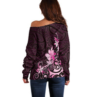 Matariki New Zealand Off Shoulder Sweater Maori Pattern Pink Galaxy LT05 - Polynesian Pride