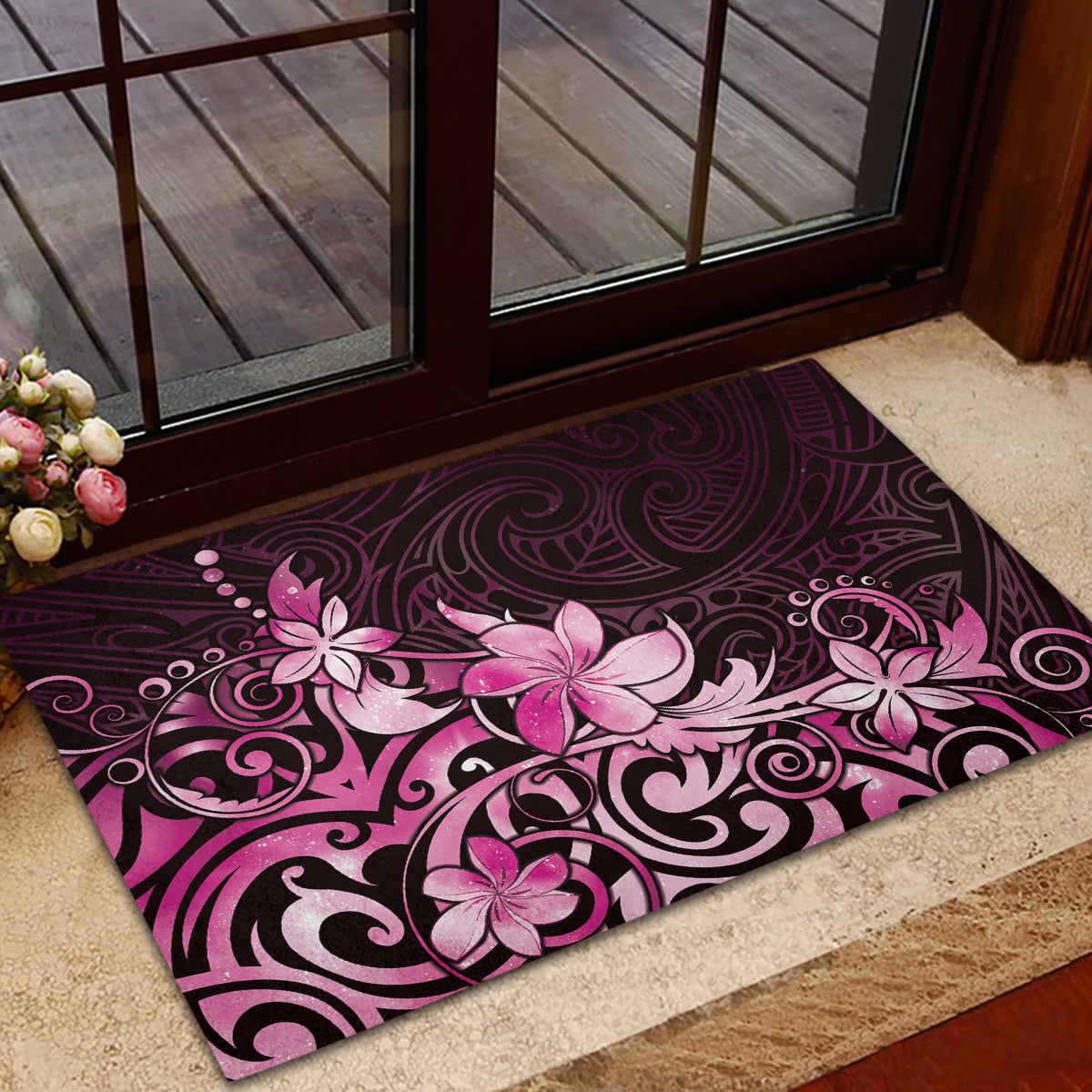 Matariki New Zealand Rubber Doormat Maori Pattern Pink Galaxy LT05 - Polynesian Pride