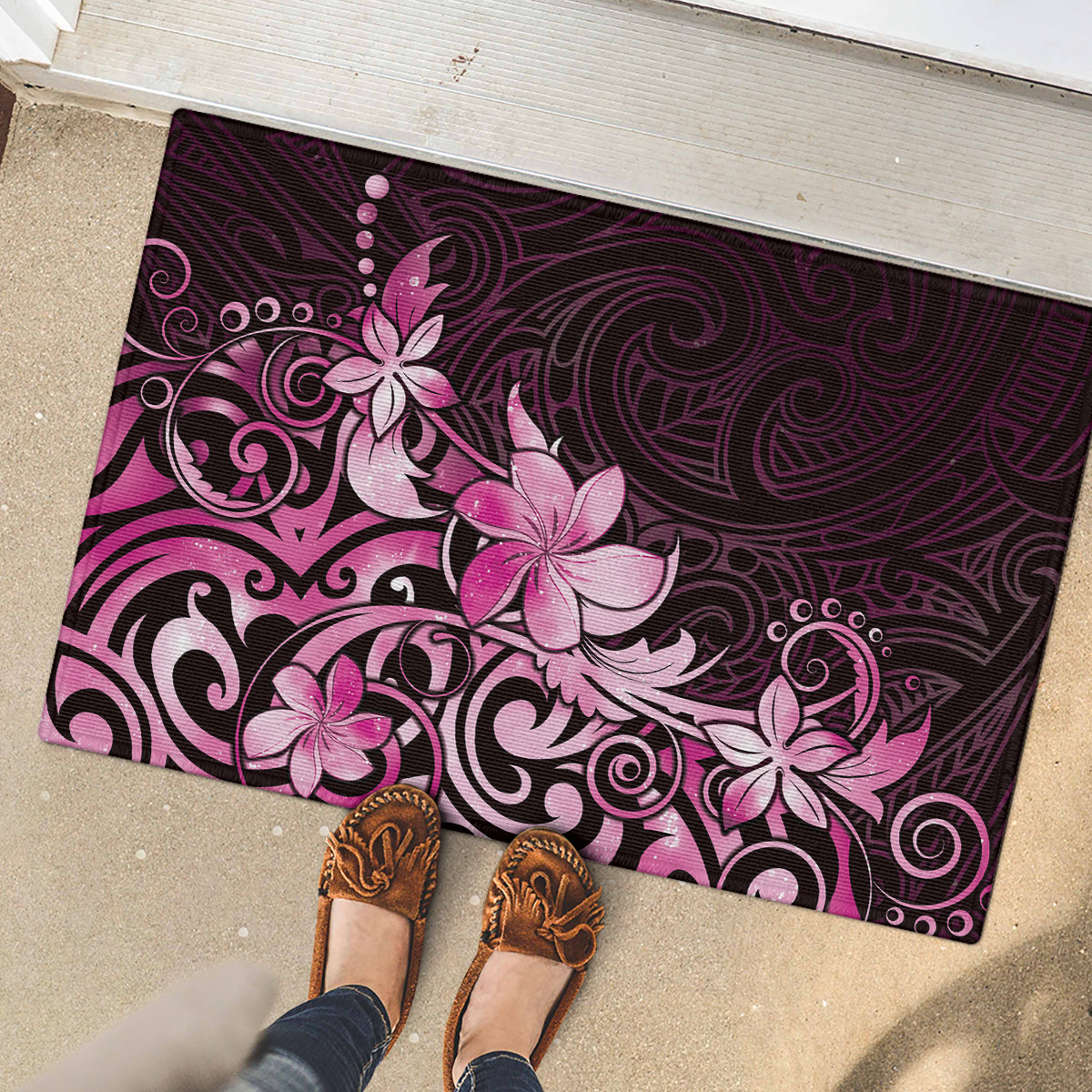 Matariki New Zealand Rubber Doormat Maori Pattern Pink Galaxy LT05 - Polynesian Pride