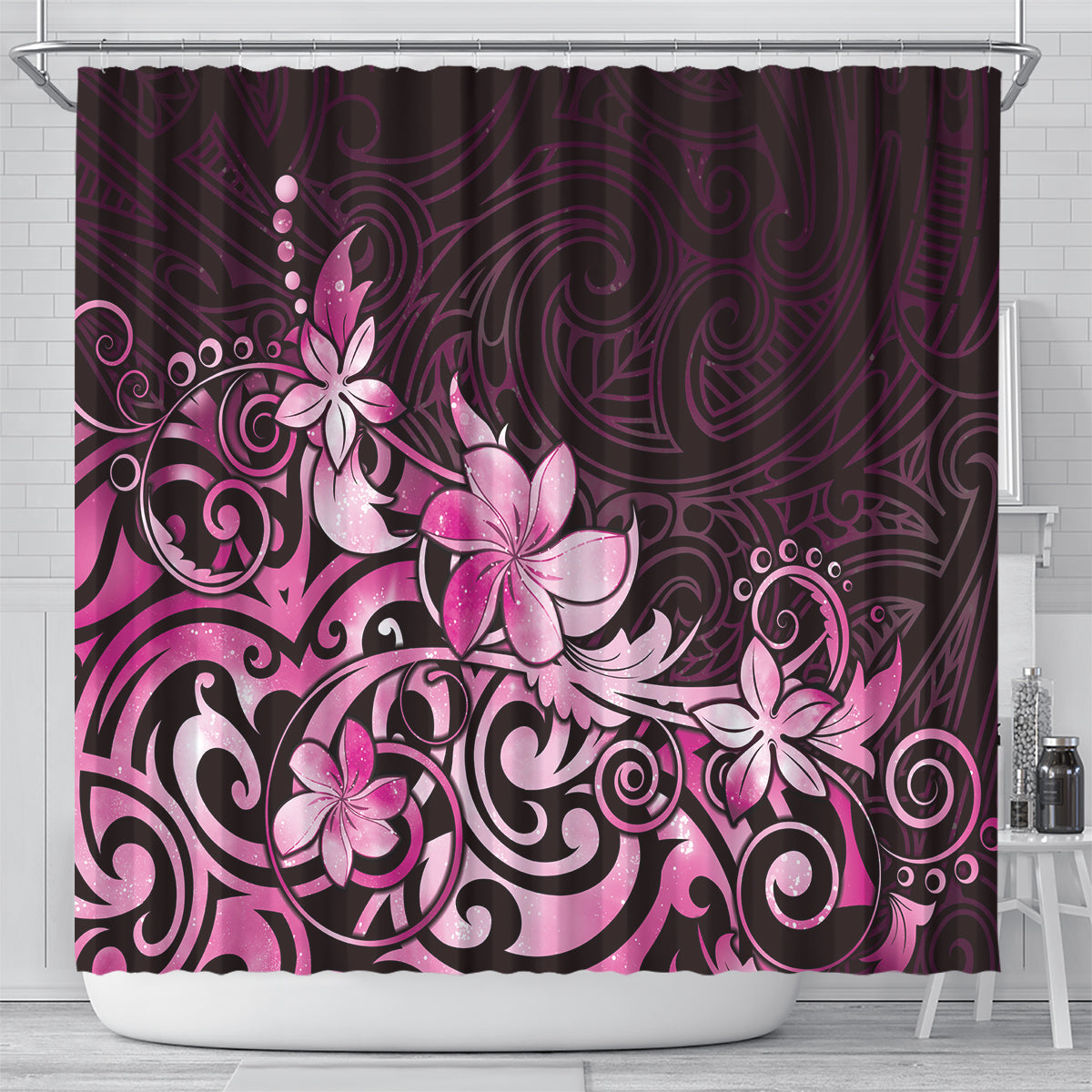 Matariki New Zealand Shower Curtain Maori Pattern Pink Galaxy LT05 - Polynesian Pride