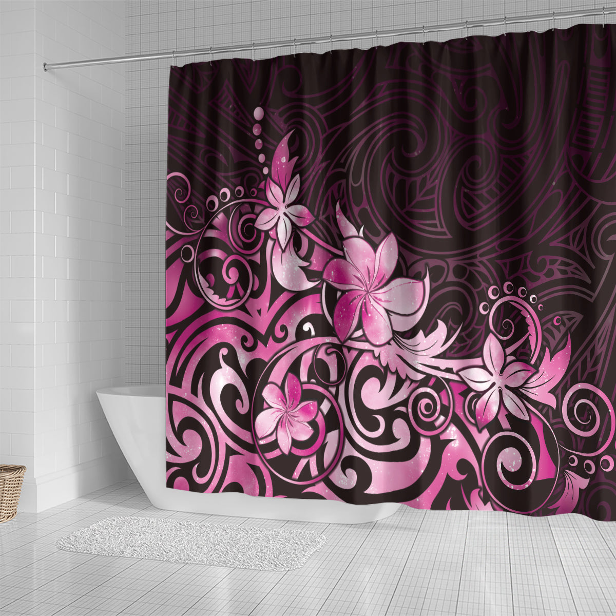 Matariki New Zealand Shower Curtain Maori Pattern Pink Galaxy LT05 - Polynesian Pride