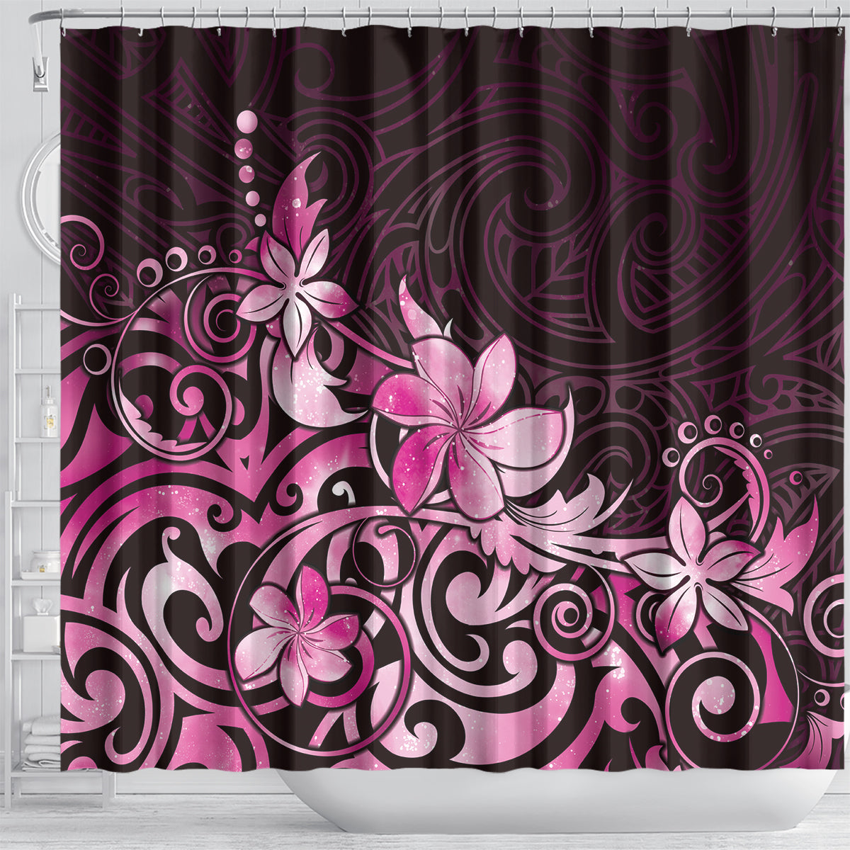 Matariki New Zealand Shower Curtain Maori Pattern Pink Galaxy LT05 - Polynesian Pride