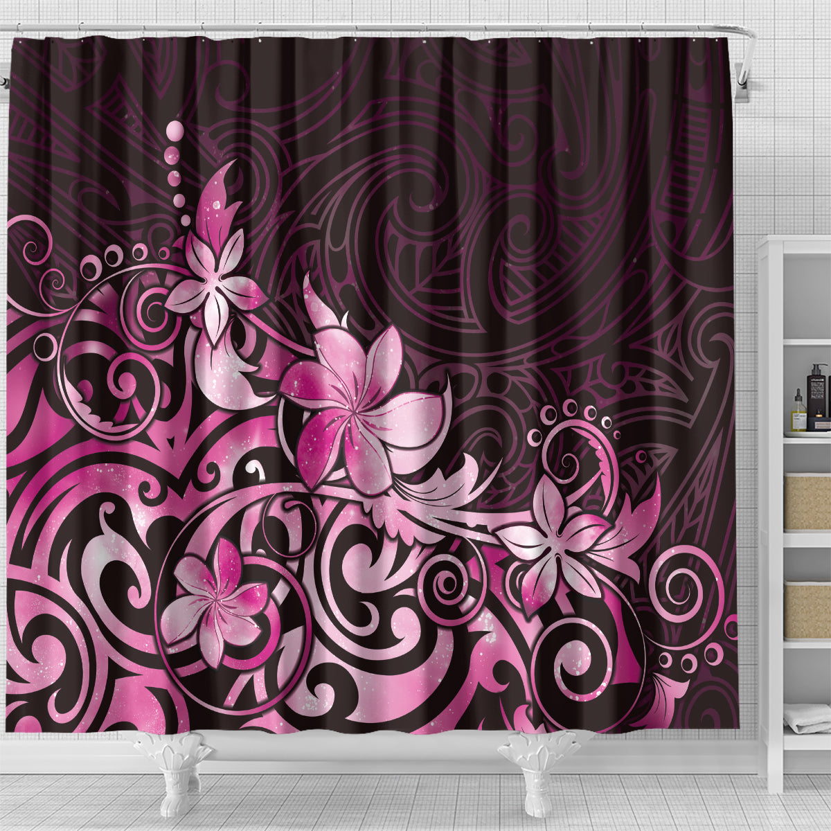 Matariki New Zealand Shower Curtain Maori Pattern Pink Galaxy LT05 - Polynesian Pride
