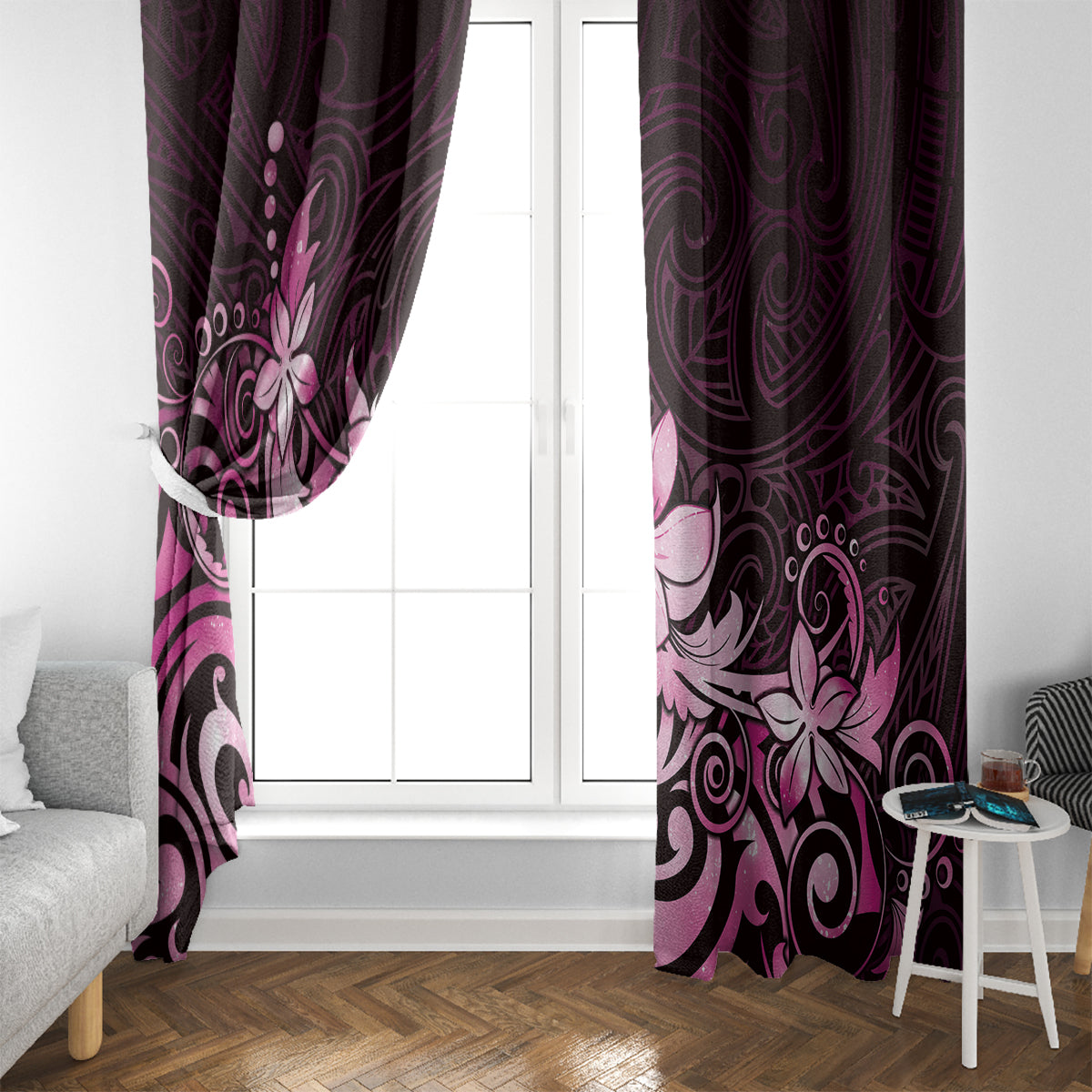 Matariki New Zealand Window Curtain Maori Pattern Pink Galaxy LT05 - Polynesian Pride