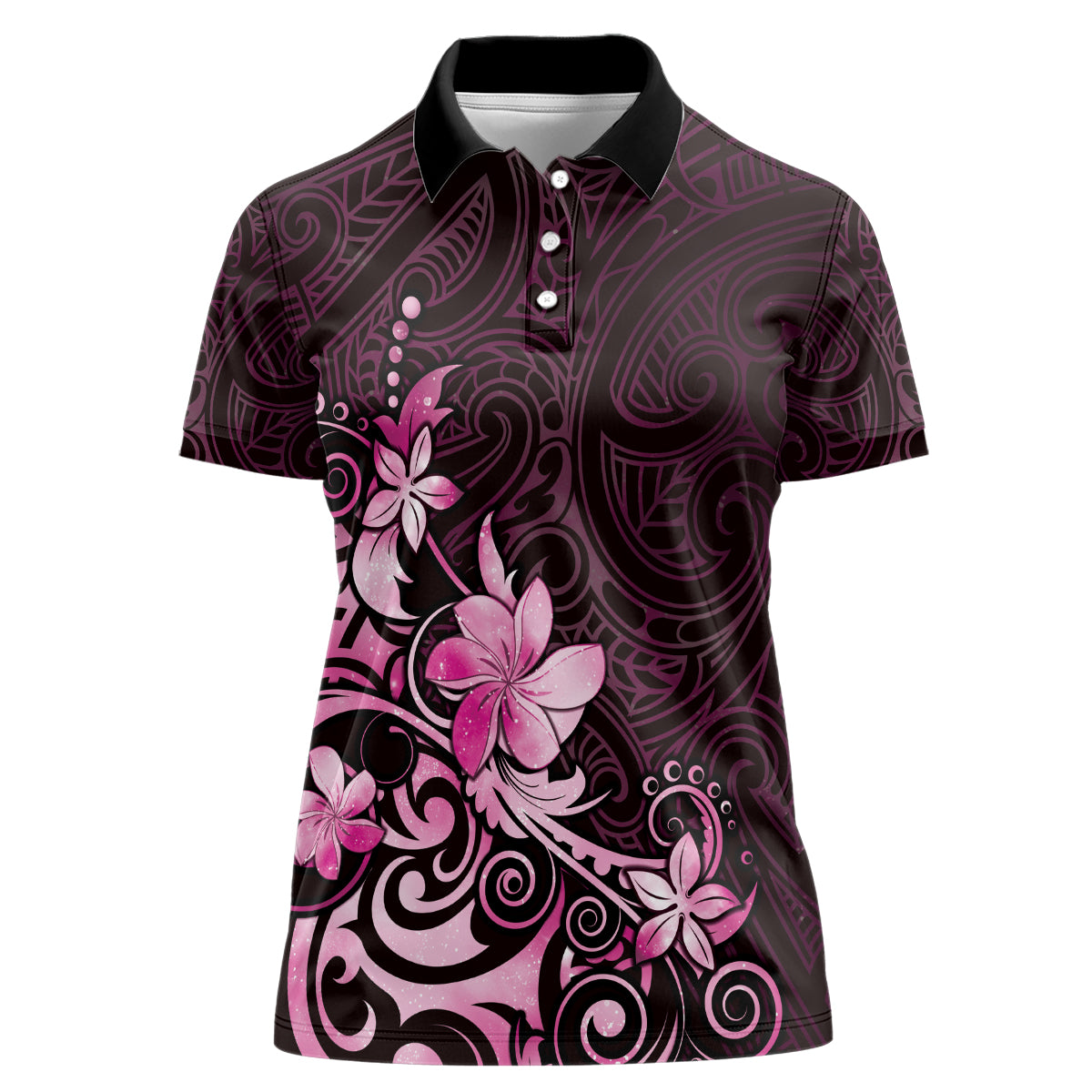 Matariki New Zealand Women Polo Shirt Maori Pattern Pink Galaxy