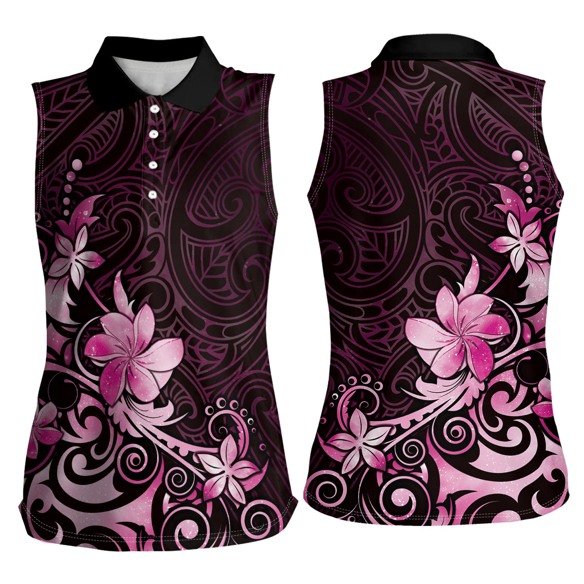 Matariki New Zealand Women Sleeveless Polo Shirt Maori Pattern Pink Galaxy LT05 - Polynesian Pride