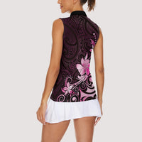 Matariki New Zealand Women Sleeveless Polo Shirt Maori Pattern Pink Galaxy LT05 - Polynesian Pride
