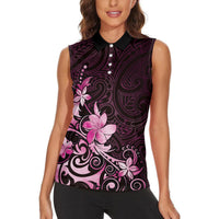 Matariki New Zealand Women Sleeveless Polo Shirt Maori Pattern Pink Galaxy LT05 - Polynesian Pride