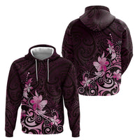 Matariki New Zealand Zip Hoodie Maori Pattern Pink Galaxy LT05 - Polynesian Pride
