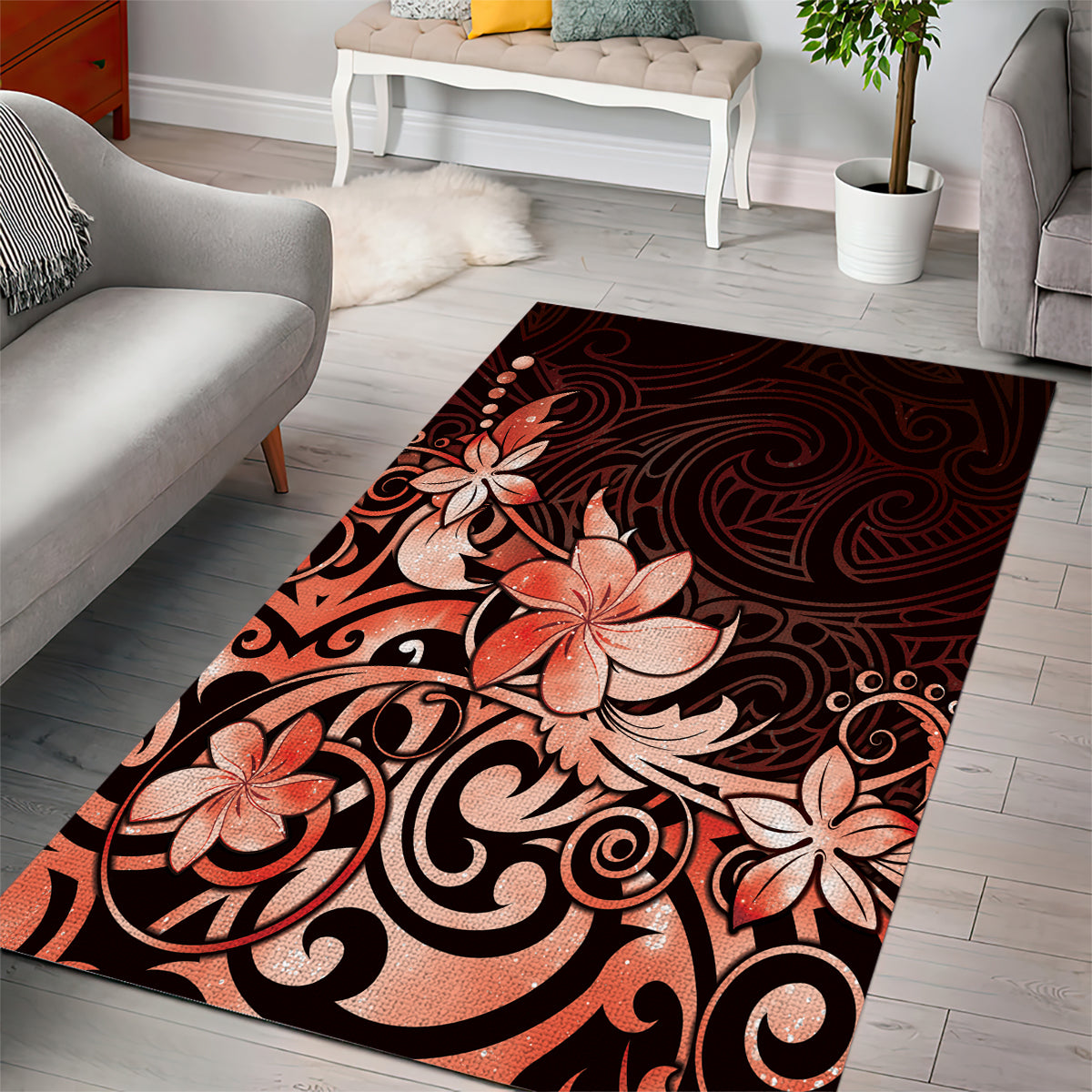 Matariki New Zealand Area Rug Maori Pattern Red Galaxy LT05 - Polynesian Pride