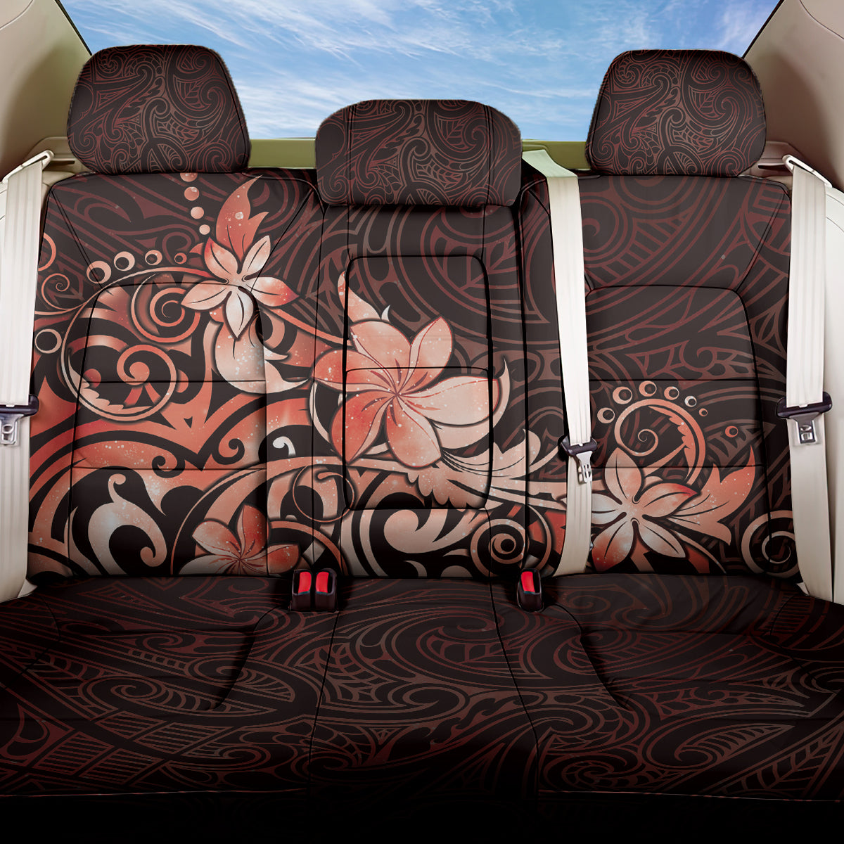 Matariki New Zealand Back Car Seat Cover Maori Pattern Red Galaxy