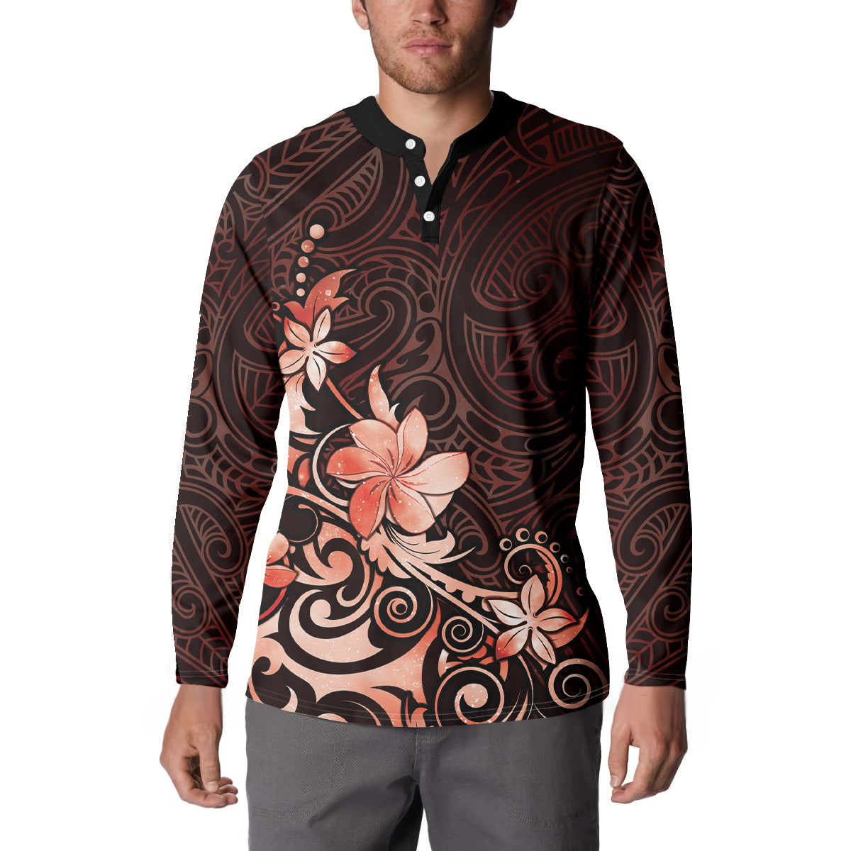 Matariki New Zealand Button Sweatshirt Maori Pattern Red Galaxy LT05 - Polynesian Pride