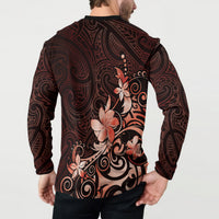 Matariki New Zealand Button Sweatshirt Maori Pattern Red Galaxy LT05 - Polynesian Pride