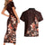 Matariki New Zealand Couples Matching Short Sleeve Bodycon Dress and Hawaiian Shirt Maori Pattern Red Galaxy