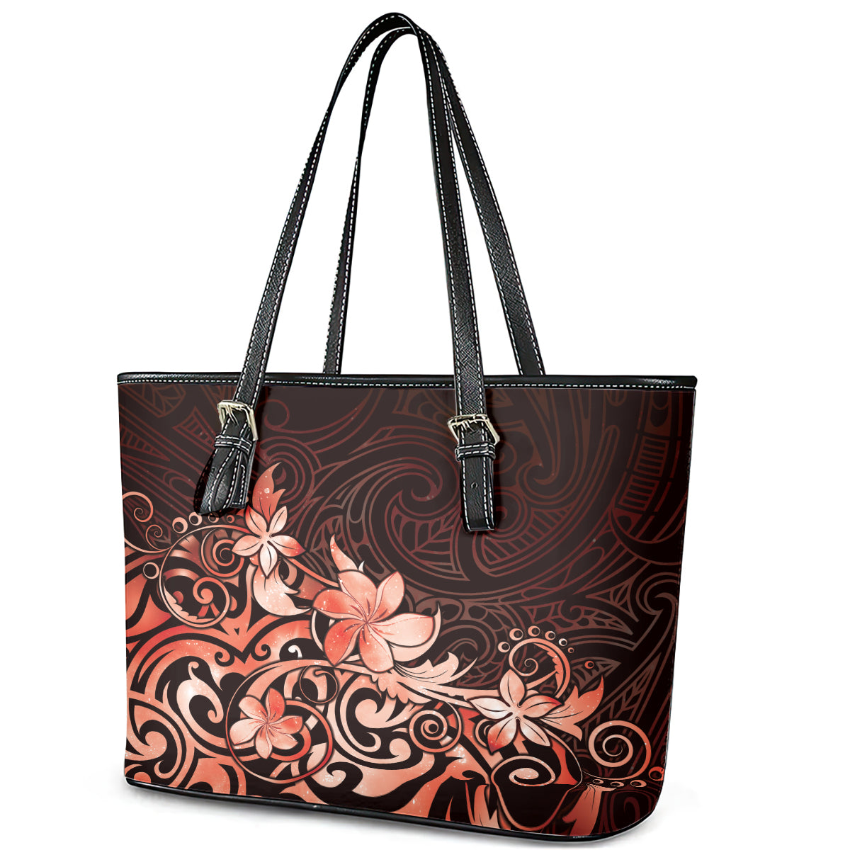 Matariki New Zealand Leather Tote Bag Maori Pattern Red Galaxy LT05 - Polynesian Pride