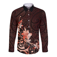 Matariki New Zealand Long Sleeve Button Shirt Maori Pattern Red Galaxy LT05 Unisex Red - Polynesian Pride