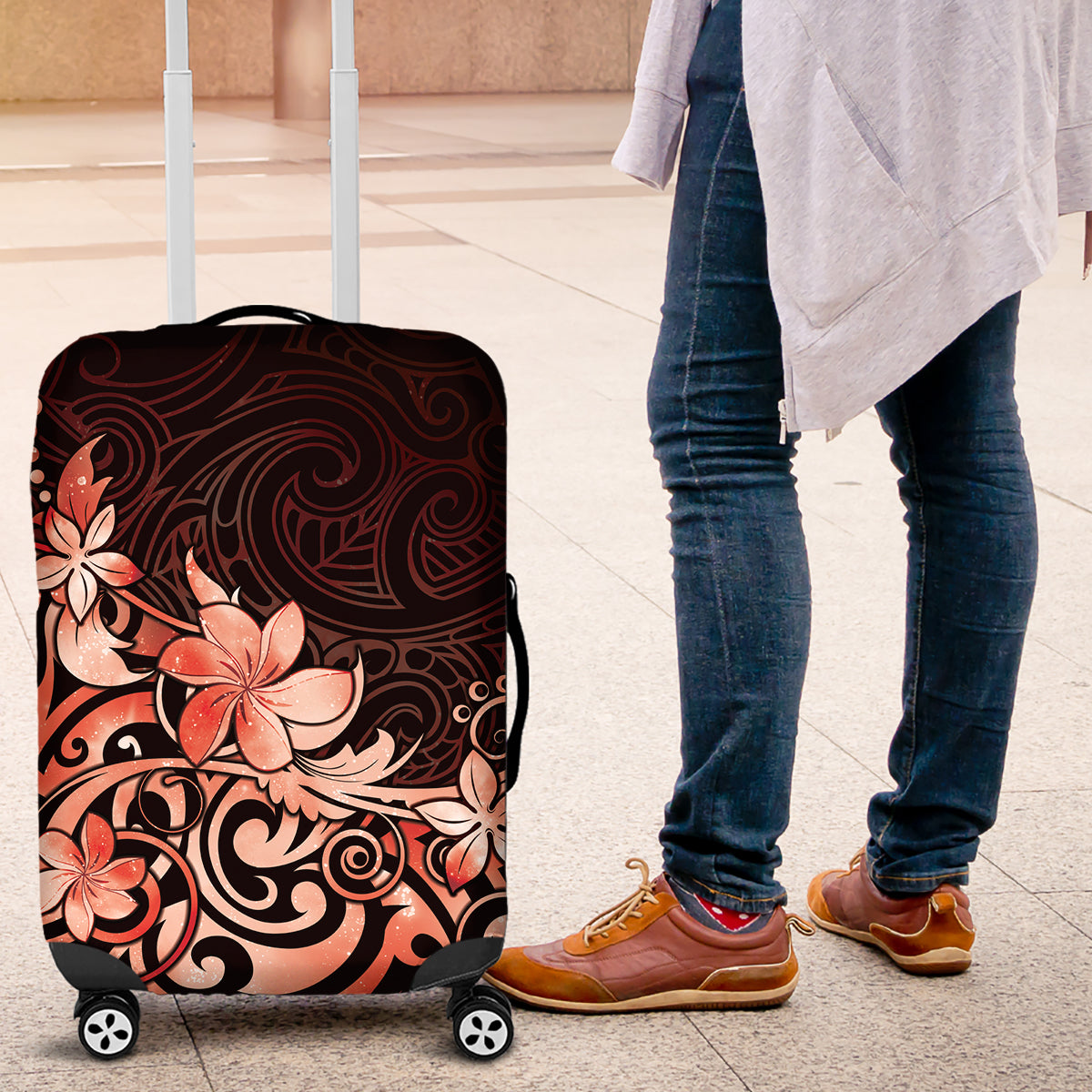 Matariki New Zealand Luggage Cover Maori Pattern Red Galaxy LT05 Red - Polynesian Pride