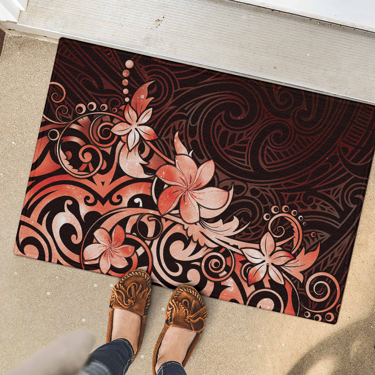 Matariki New Zealand Rubber Doormat Maori Pattern Red Galaxy LT05 - Polynesian Pride