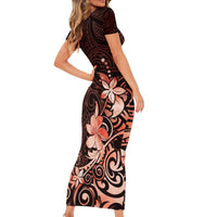 Matariki New Zealand Short Sleeve Bodycon Dress Maori Pattern Red Galaxy LT05 - Polynesian Pride