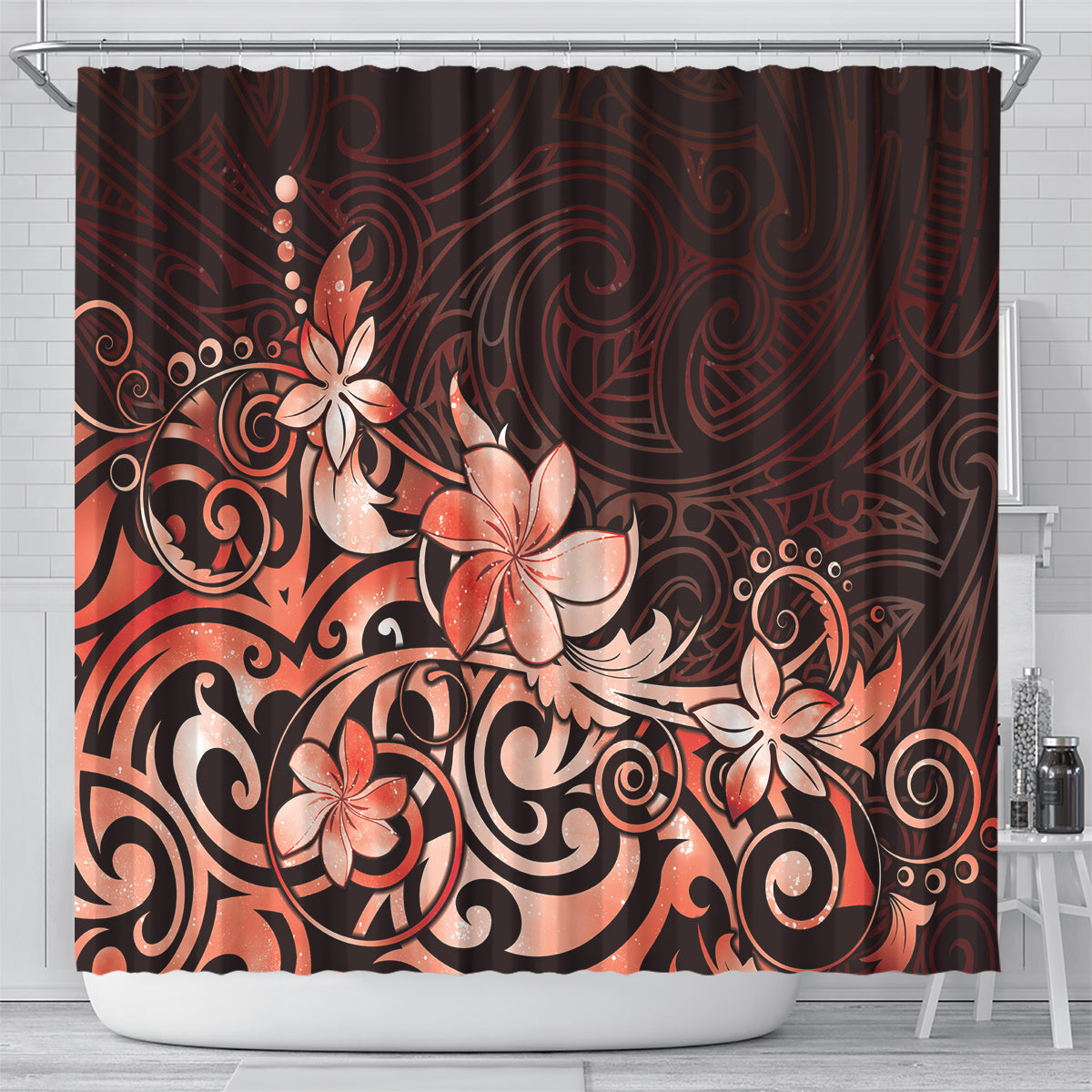 Matariki New Zealand Shower Curtain Maori Pattern Red Galaxy LT05 - Polynesian Pride