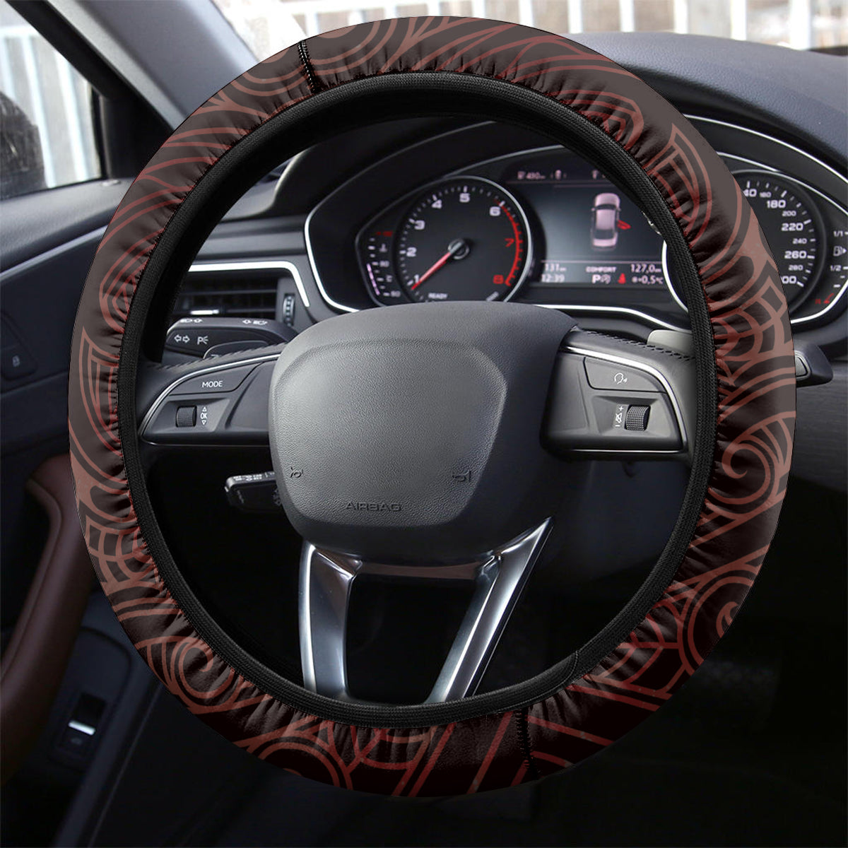 Matariki New Zealand Steering Wheel Cover Maori Pattern Red Galaxy LT05 - Polynesian Pride