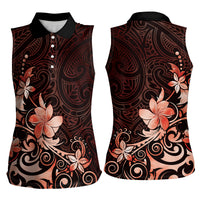 Matariki New Zealand Women Sleeveless Polo Shirt Maori Pattern Red Galaxy