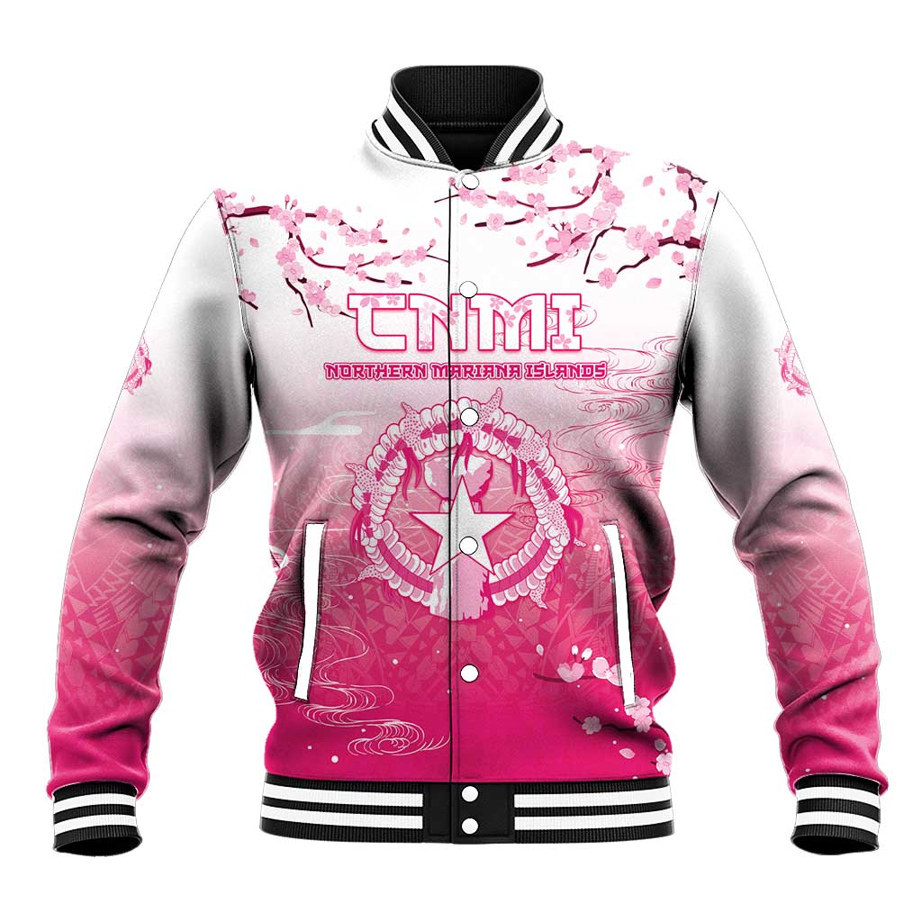 Personalized Sakura Marianas Baseball Jacket CNMI Seal LT05 Unisex Pink - Polynesian Pride