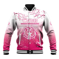 Personalized Sakura Marianas Baseball Jacket CNMI Seal LT05 Unisex Pink - Polynesian Pride